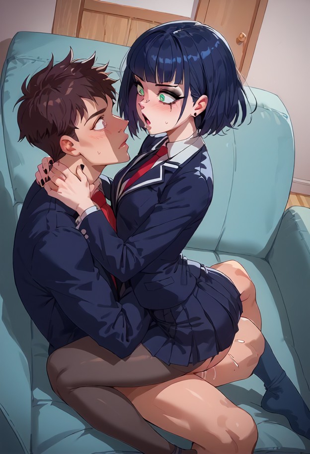 1girl,1guy,choking woman,lying on back,hands around neck,pantyhose,sheer_pantyhose,black_pantyhose,shiny_pantyhose,ri…