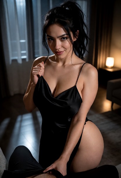 Location: Dimly Lit Modern Apartment Living Room At — AI Porn Image