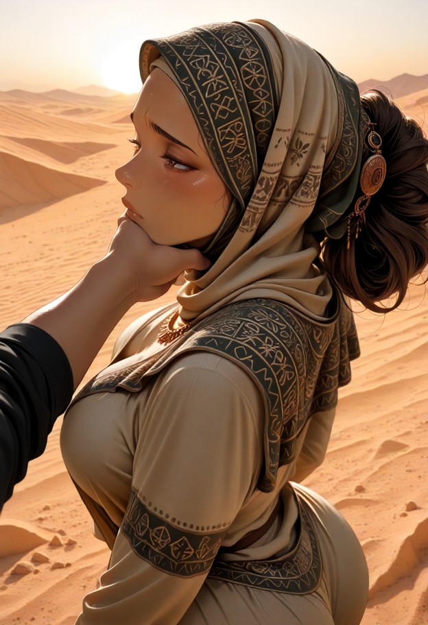 orgasmic,overwhelmed,emotional,teary eyes,deep expression,1 men,mens pov,point-of-view perspective,desert,dunes,golde…