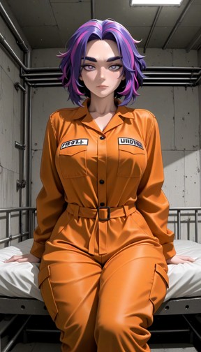 Kaina Titfucks in Orange Prison Jumpsuit — AI Porn Video