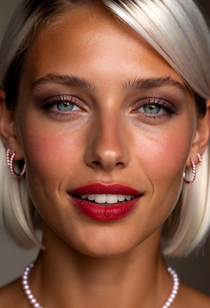 An ultra-photorealistic 8k RAW macro portrait photograph, extreme close-up tightly framed exclusively on her face, ca…
