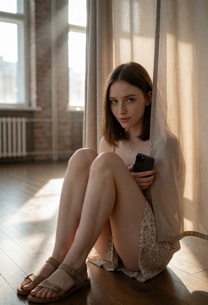 Location: Afternoon Inside The Spacious Studio Where — AI Porn Image