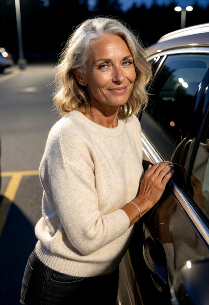 Location: Late Evening In A Dimly Lit Parking Lot — AI Porn Image