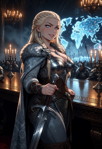 Location: the grand head table within the Wulfen Hall, where the flickering amber light from the chandeliers and the …
