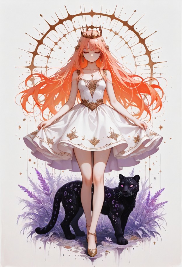 surreal dreamlike illustration featuring a serene female portrait as the centerpiece with closed eyes,warm orange-pin…