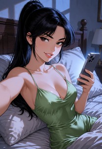 The video shows a woman laying down. She moves her hands down to her chest, pinching her nipples. then starts playing…