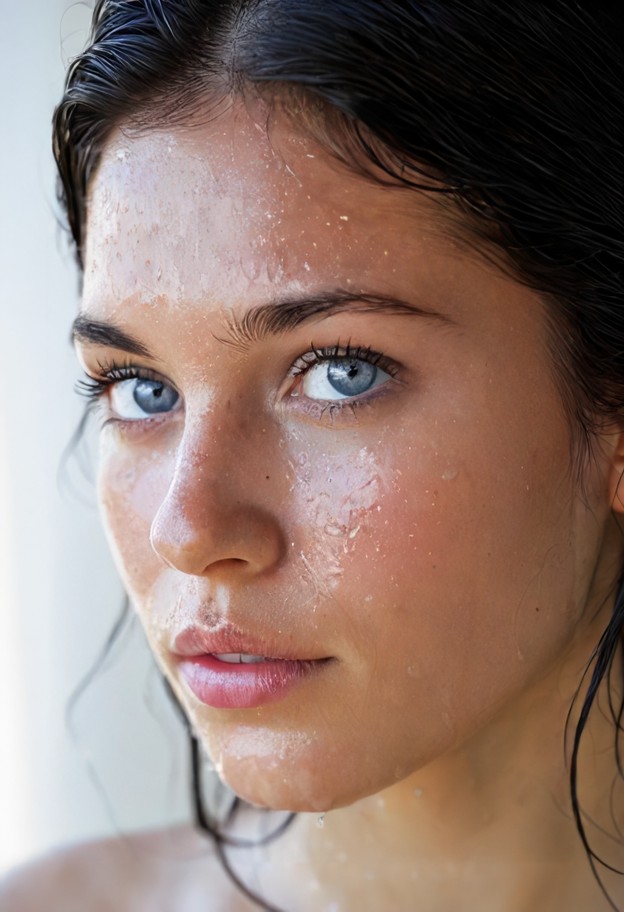 an extreme macro photorealistic fine art portrait of an artistic nude female model,raw photography style. hyper-focus…