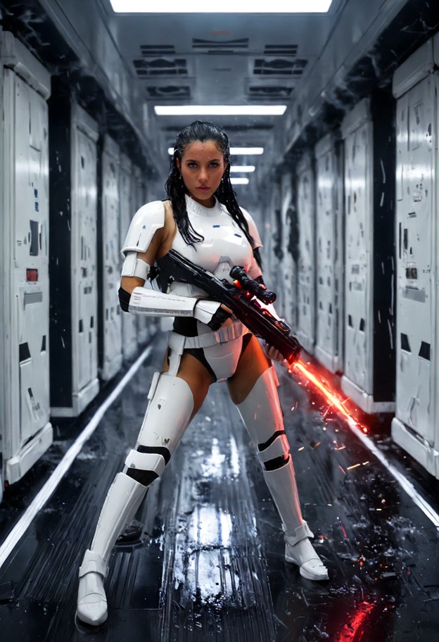 talia venn fighting alongside imperial stormtroopers during the boarding assault on a rebel blockade runner,inspired …