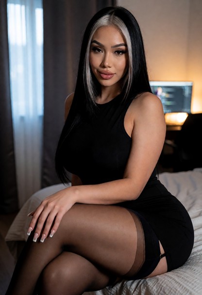 Location: dim bedroom in the evening with soft ambient light filtering through a partially closed door and the warm, …