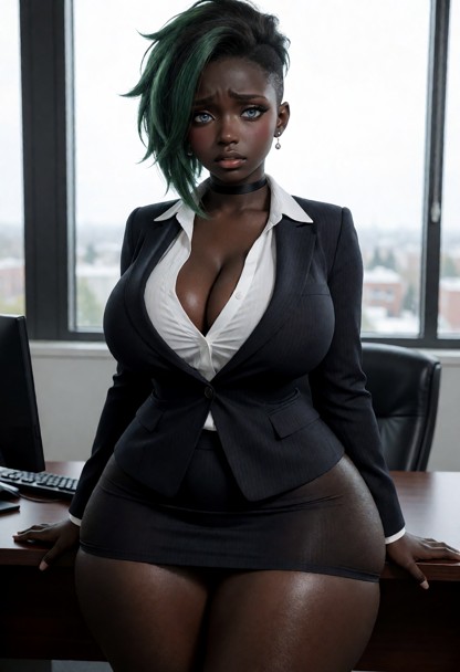 Woman wears business attire with a suit, blouse, office outfit styling, subtle makeup, earrings, and a formal look., …
