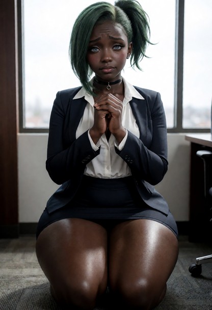Woman wears business attire with a suit, blouse, office outfit styling, subtle makeup, earrings, and a formal look., …