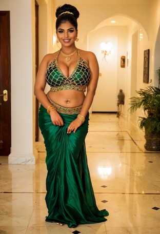 Priya Teasing in Emerald Silk — AI Porn Video