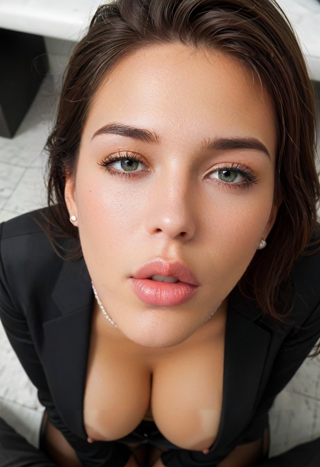 1girl,1guy,kissing neck,fondling breasts,soft tease,sensual lighting,business attire,suit,blouse,office outfit,formal…