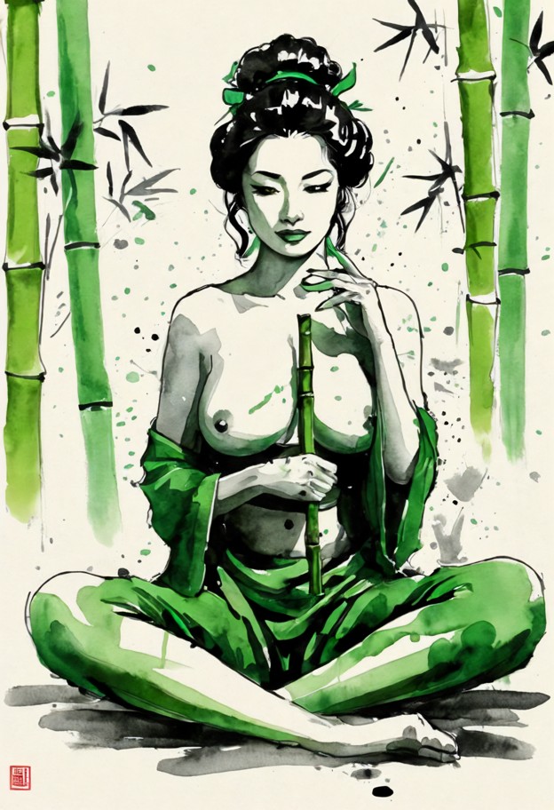 authentic
sumi-e ink painting,traditional japanese hand-drawn art,heavy ink
brush strokes,visible paper grain,rough…