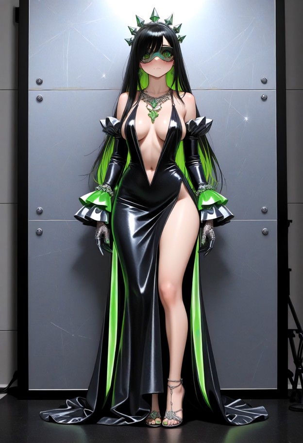(masterpiece,hyper-detailed commercial fashion photography of a woman in a photo studio:1.3),(dominating the image is…