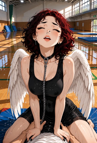 Location: inside a spacious university gymnasium with polished wooden floors that reflect the bright morning light st…