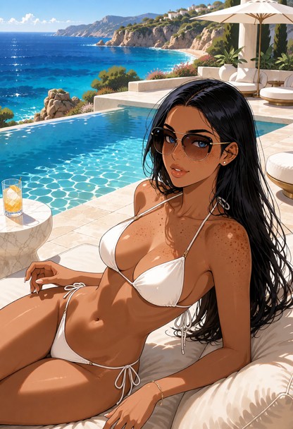Pool Flex Zahra: Clean white string bikini with delicate side and back ties, minimal elegant design, oversized design…