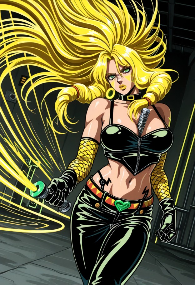 (action-packed dynamic angle,1990s retro anime aesthetic,style of jojo's bizarre adventure season 3 stardust crusader…
