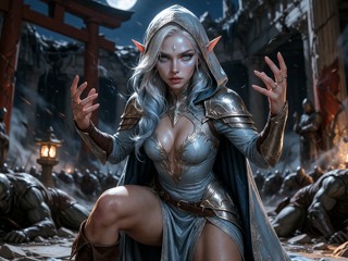 Elira Vaelith Unleashing Magic in Ruined Temple — AI Porn Video