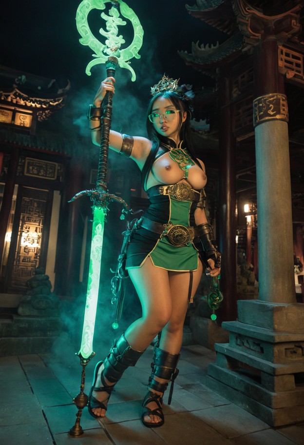 full body shot,asian steampunk style. 18yo chinese girl tingyu in a tight-fitting ornate training dress with bronze m…