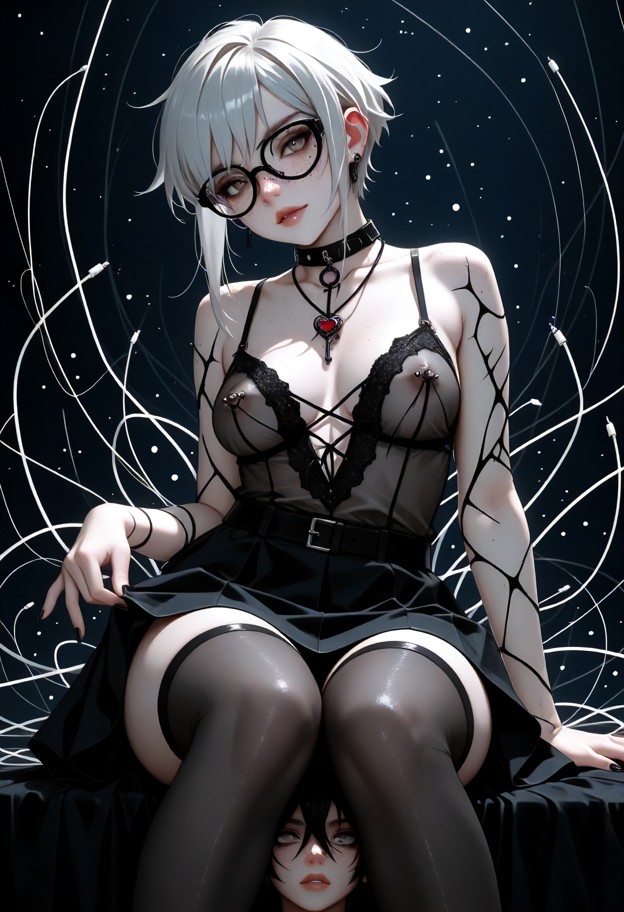 ```json
{
"prompt": "masterpiece,best quality,(detailed drawing:1.3) of a woman in a black skirt pulled up high,rev…