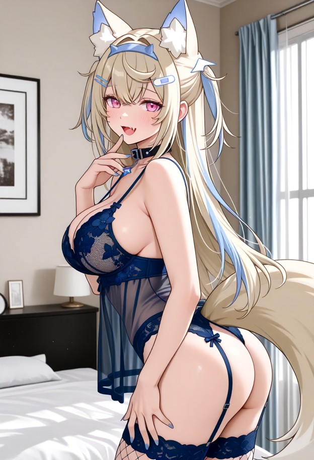 she is,solo,wearing lingerie,looking at viewer,bedroom,medium shot,soft lighting