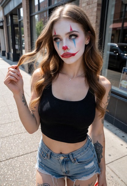 Location: A Sunlit Urban Street Corner During A Bright — AI Porn Image