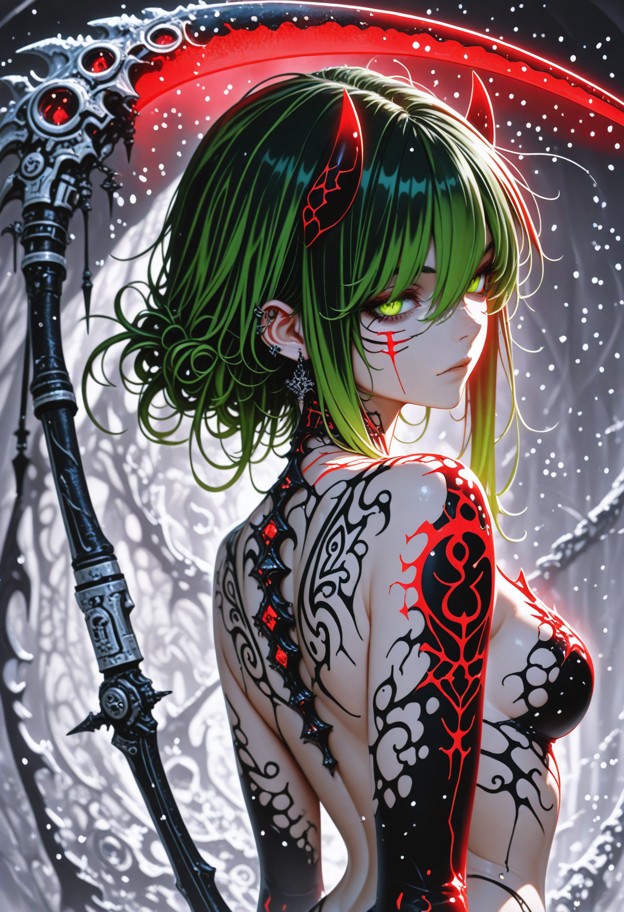 (raven sephtis:2.3),casting (red magic:1.2),ethereal red glow. wearing rathma's set(2.1) without helm,showing green m…