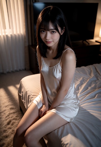 Location: a dimly lit bedroom during the late afternoon, with soft shadows stretching across the unmade bed and warm,…
