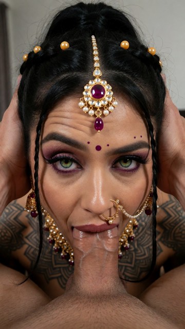 She is completely naked, every inch of her skin bare from her shoulders to her feet., The camera sits at eye level, s…