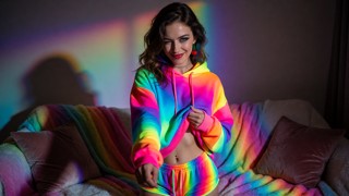 Nicole Stripping In Neon Light — AI Porn Video