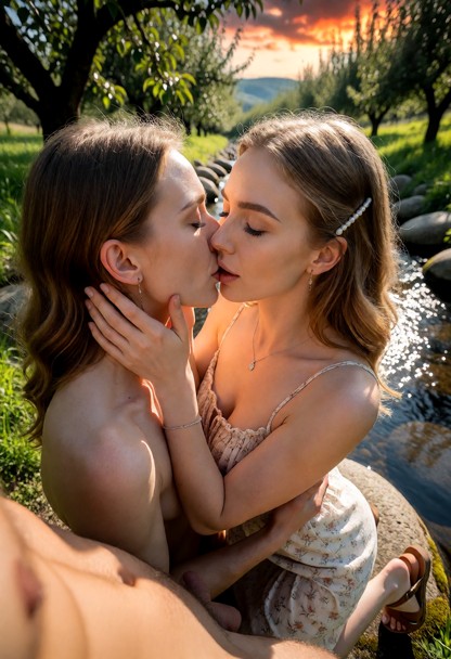 Location: late afternoon by a hidden stream where the water sparkles under the sunlight filtering through the orchard…