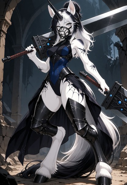 A highly detailed cinematic fantasy full frontal illustration of Lunar Widow fully turned towards the viewer, looking…