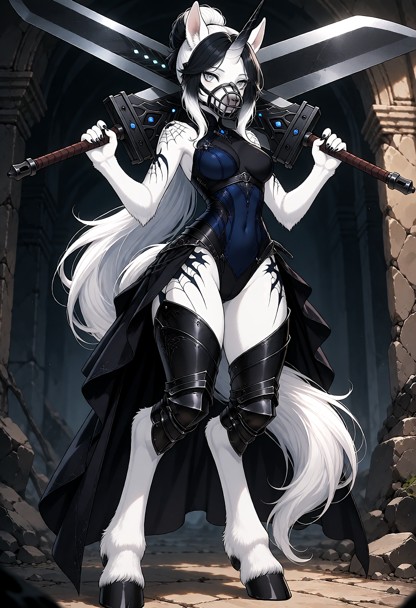 A highly detailed cinematic fantasy full frontal illustration of Lunar Widow fully turned towards the viewer, looking…