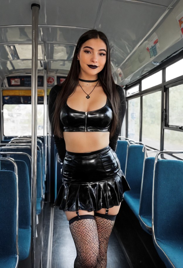 full-body view,head-to-toe composition,centered frame,shy,shy smile,blushing cheeks,gentle look,she is wearing a blac…