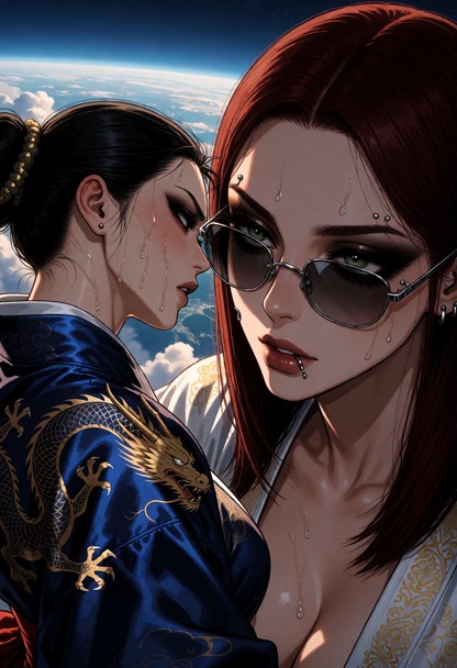 in a cinematic book excerpt, an epic martial arts battle unfolds between two women: one asian and one swiss. clad in …