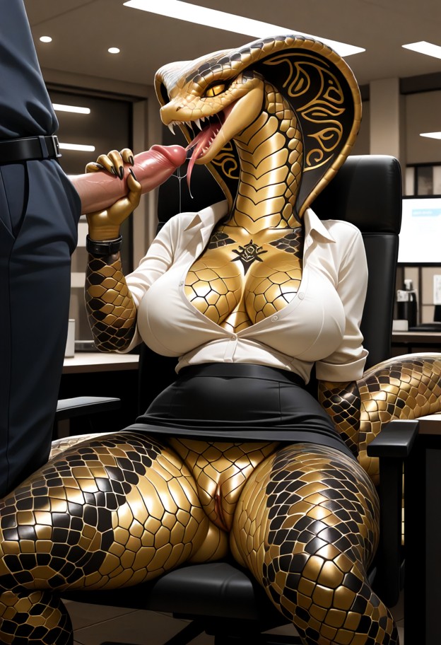 she is sitting on man's lap in a business meeting,giving him a handjob,wearing professional skirt and blouse,office b…