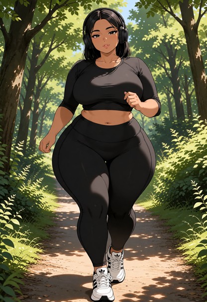 Location: a sun-dappled forest trail during the daytime, with dappled sunlight filtering through dense green leaves a…