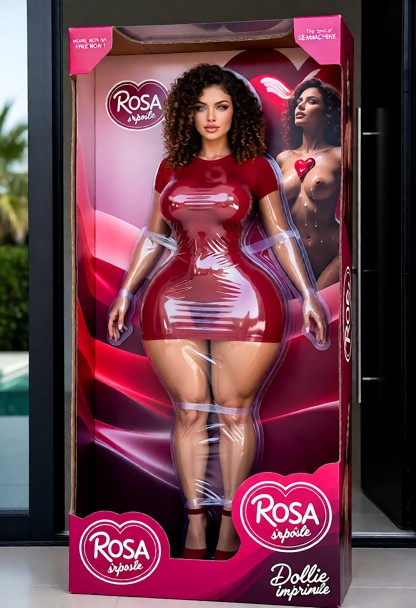 Rosa est une poupée sexuelle, elle est dans un emballage de poupée attractive et moderne, en cartons plastifié et en …