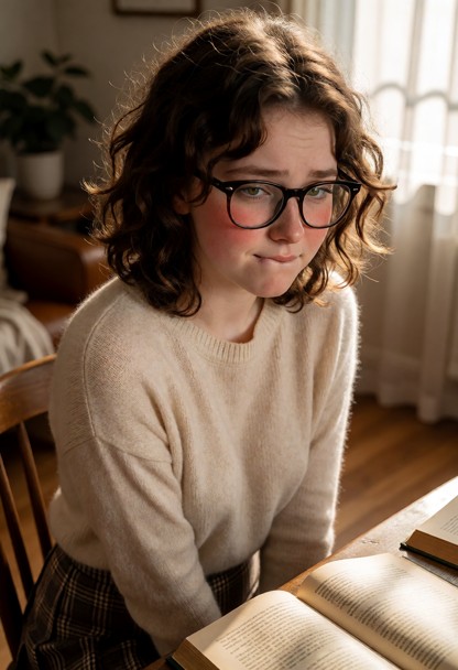Location: a cozy living room during the late afternoon, with soft sunlight filtering through the window and casting l…