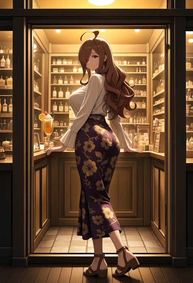 wiz holds viewer's hand and leads them into the shop,silk cream blouse,dark floral print skirt,brown leather sandals,…