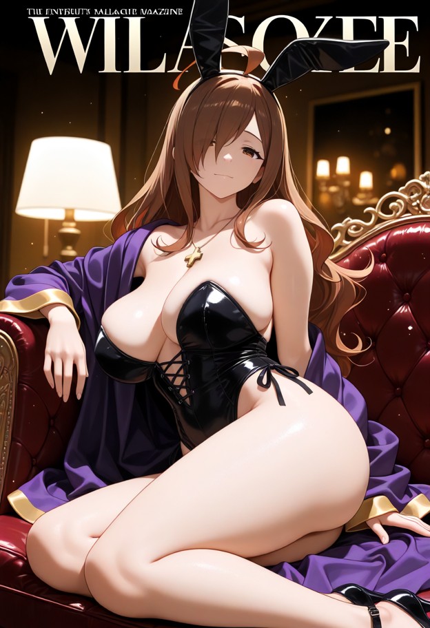 1girl,female model,high-end glamour magazine photoshoot inspired by playboy,reclining elegantly on a plush velvet cou…