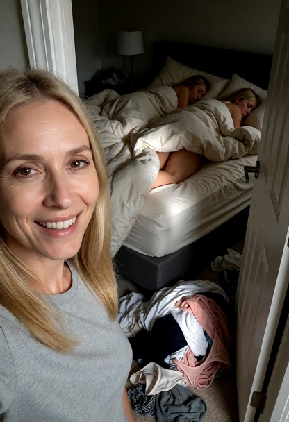 A first-person perspective (POV) taken from a doorway looking into a messy bedroom. In the immediate foreground, the …