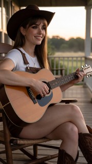 Avril Dawson Playing Guitar on the Porch — AI Porn Video