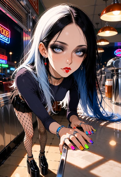A cinematic, ultra-detailed picture of a striking woman in her late 20s with luminous, cascading hair that catches li…