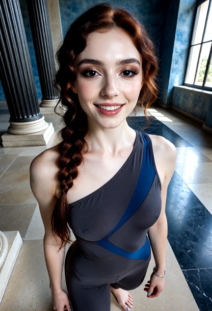 An unfiltered documentary-style portrait, 8k RAW high-fidelity photograph of a 25-year-old ballet dancer named Maïlan…