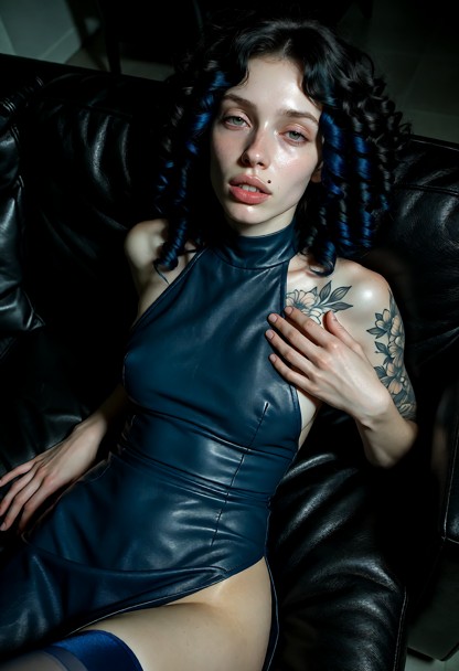 An unfiltered, hyper-realistic 8k RAW medium long shot (Italian shot), framed perfectly from her head down to her mid…
