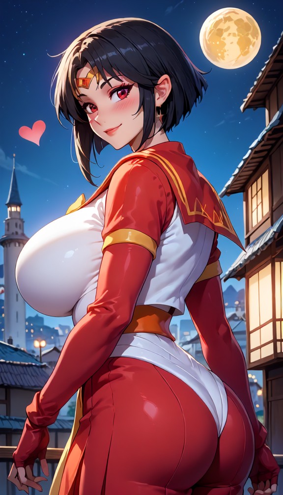 1girl,cosplaying as sailor mars,original sailor mars 's clothes,cheeky smile,sailor mars iconic posing,blushing cheek…