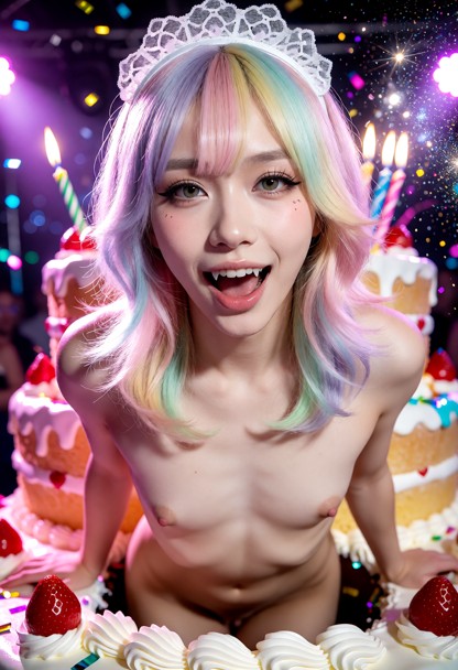 vertical medium full shot, glamorous party lighting, high energy atmosphere, a beautiful attractive woman emerging fr…