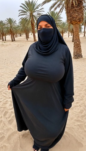 Locked-off Medium Shot, Desert Oasis Backdrop — AI Porn Video